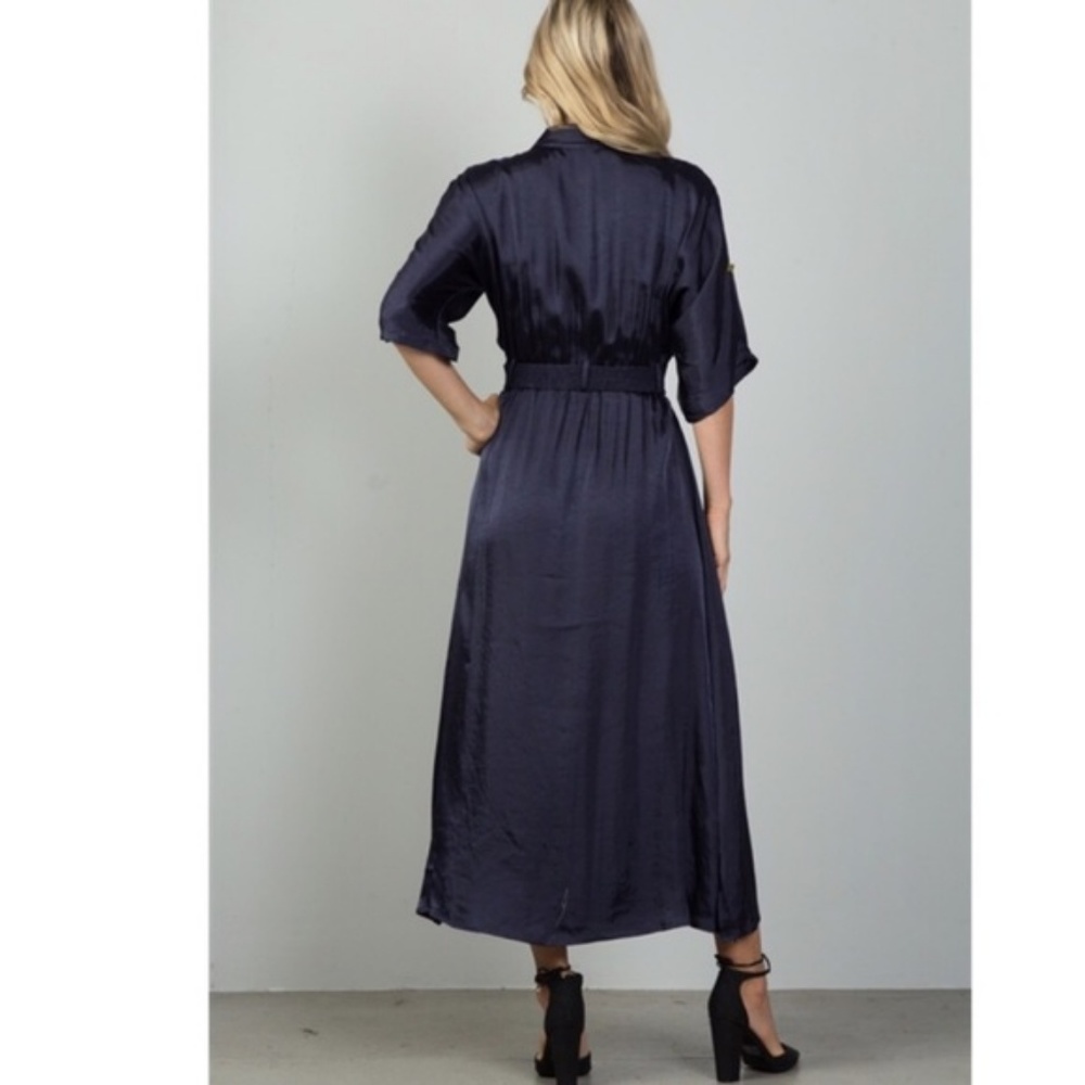 ⭐Navy Satin Maxi Dress⭐ - Picture 2 of 4